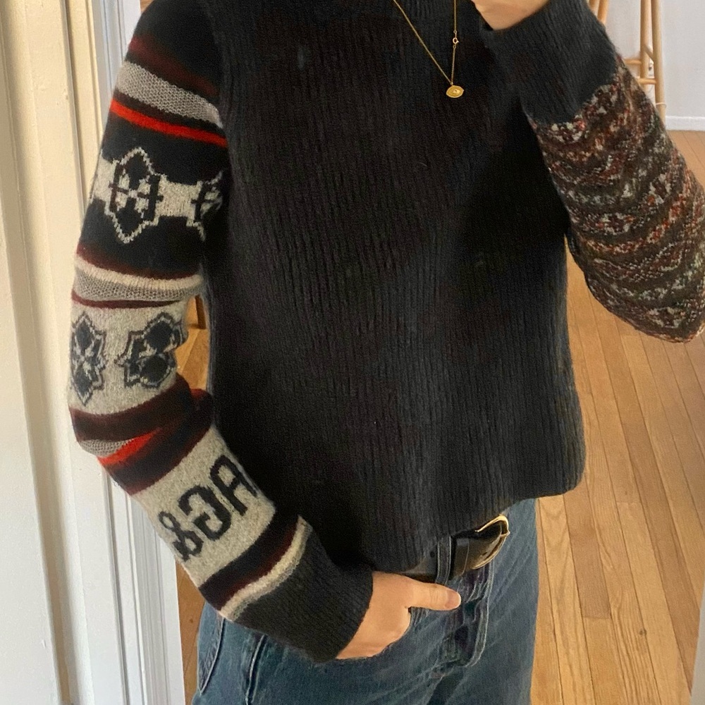 Rag & Bone Cropped Logo Merino Wool Sweater